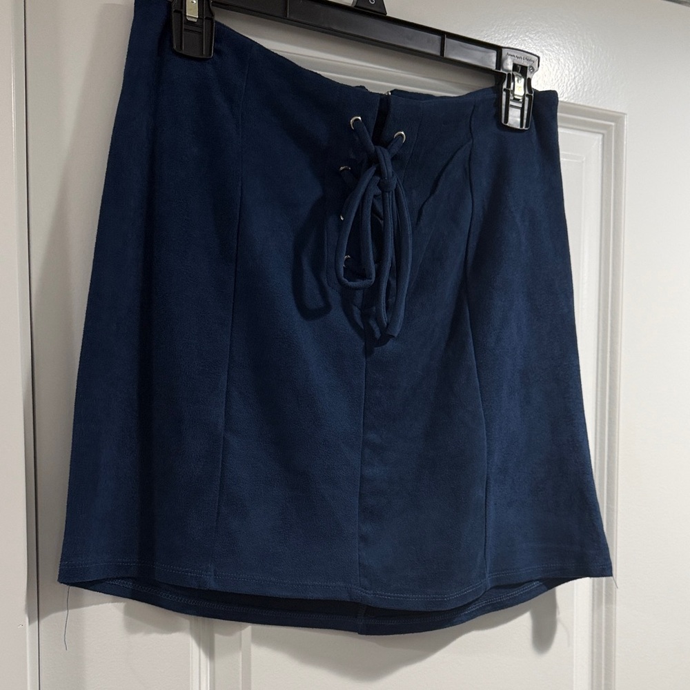 Charlotte Russe Dark Blue Lace-Up Mini Skirt